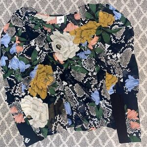 CAbi Multicolor Floral Long Sleeve Blouse